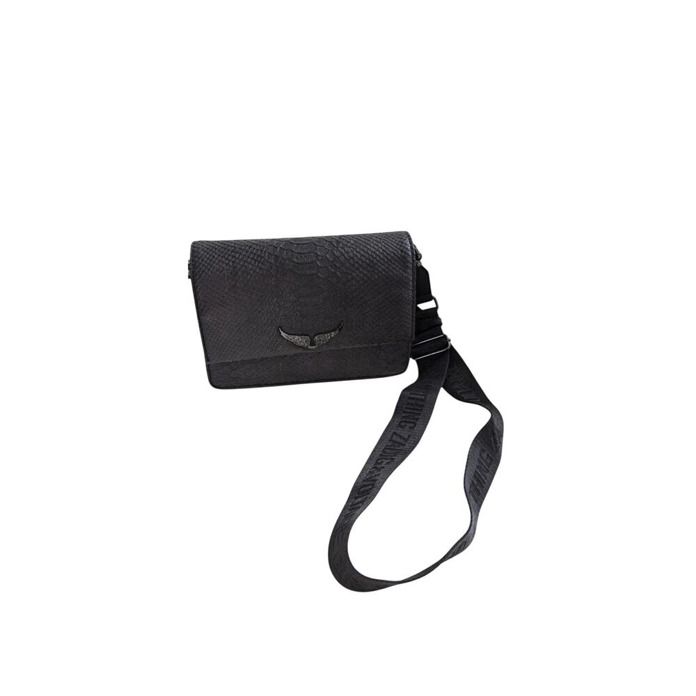 Zadig Voltaire Clutch bag Black Crossbody Glam Snake Textured Statement Guest